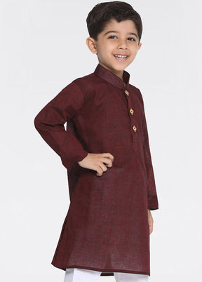 Maroon Cotton Kurta - Indian Silk House Agencies