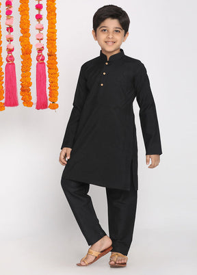 Black Festive Silk Kurta Pajama Set - Indian Silk House Agencies