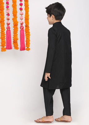 Black Festive Silk Kurta Pajama Set - Indian Silk House Agencies