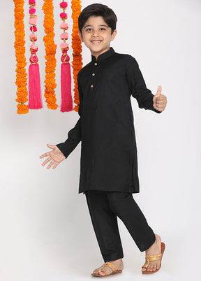 Black Festive Silk Kurta Pajama Set - Indian Silk House Agencies