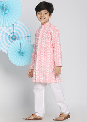 Pink Festive Cotton Kurta Pajama Set - Indian Silk House Agencies