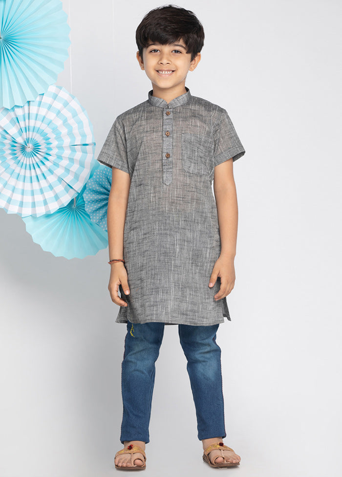 Grey Cotton Kurta - Indian Silk House Agencies