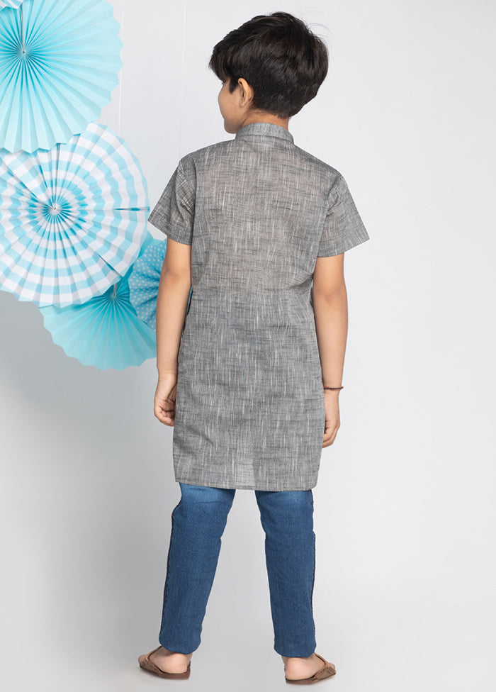 Grey Cotton Kurta - Indian Silk House Agencies