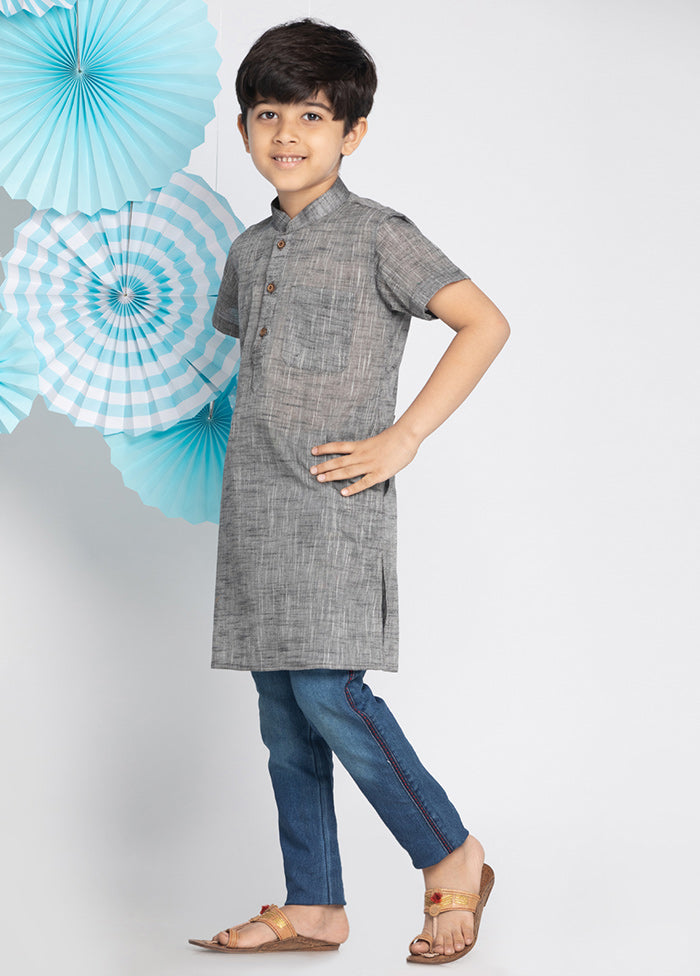 Grey Cotton Kurta - Indian Silk House Agencies