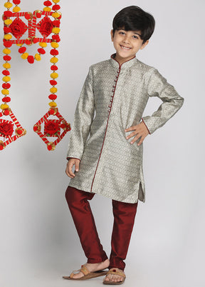 Beige Festive Silk Kurta Pajama Set - Indian Silk House Agencies