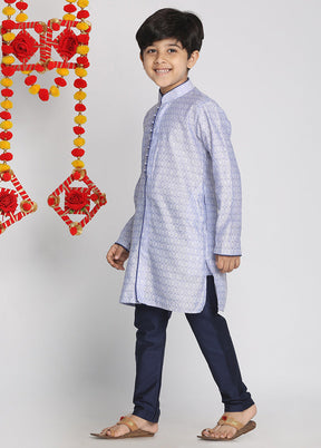 Lavender Festive Silk Kurta Pajama Set - Indian Silk House Agencies