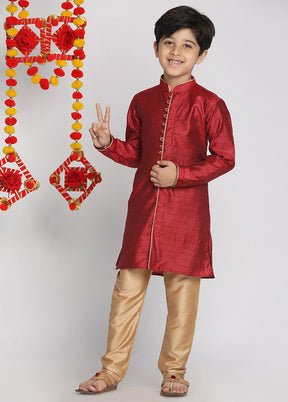 Maroon Festive Silk Kurta Pajama Set - Indian Silk House Agencies