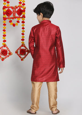 Maroon Festive Silk Kurta Pajama Set - Indian Silk House Agencies