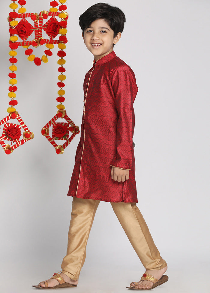 Maroon Festive Silk Kurta Pajama Set - Indian Silk House Agencies