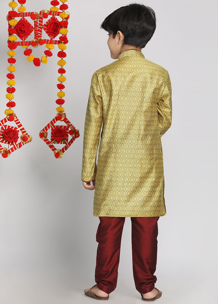 Yellow Festive Silk Kurta Pajama Set - Indian Silk House Agencies