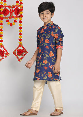 Blue Festive Silk Kurta Pajama Set - Indian Silk House Agencies