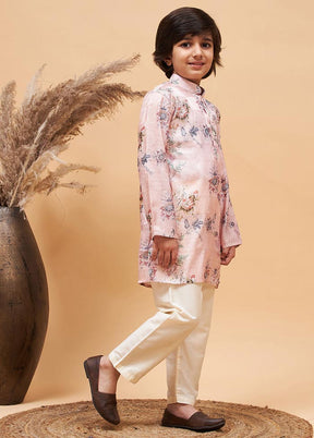 2 Pc Pink Silk Kurta Pajama Set - Indian Silk House Agencies