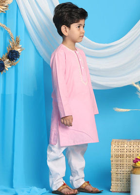 2 Pc Pink Cotton Kurta Pajama Set - Indian Silk House Agencies