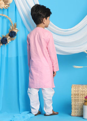 2 Pc Pink Cotton Kurta Pajama Set - Indian Silk House Agencies