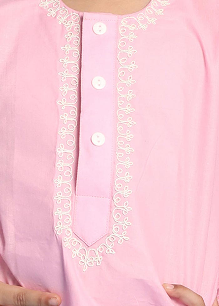 2 Pc Pink Cotton Kurta Pajama Set - Indian Silk House Agencies