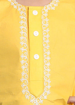 2 Pc Yellow Cotton Kurta Pajama Set - Indian Silk House Agencies