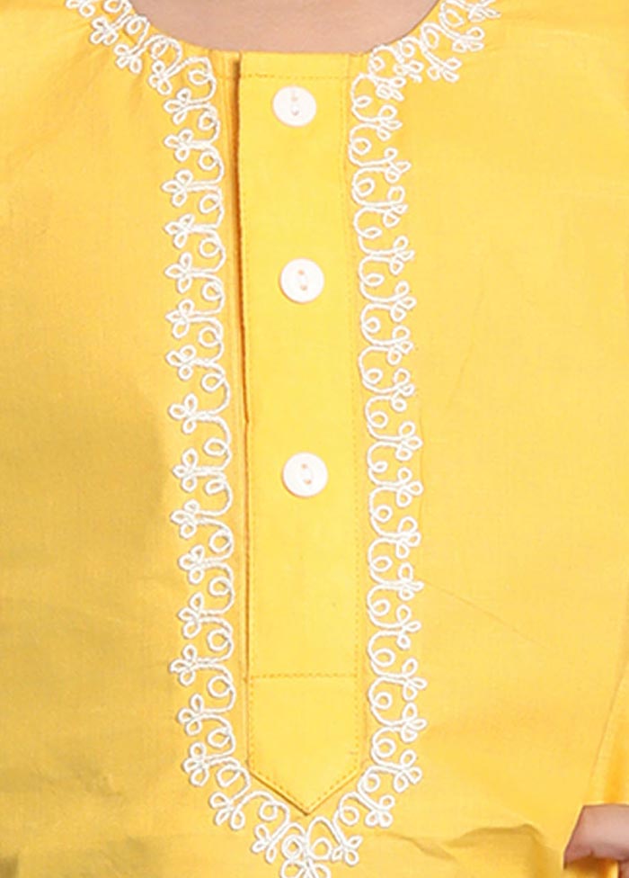 2 Pc Yellow Cotton Kurta Pajama Set - Indian Silk House Agencies