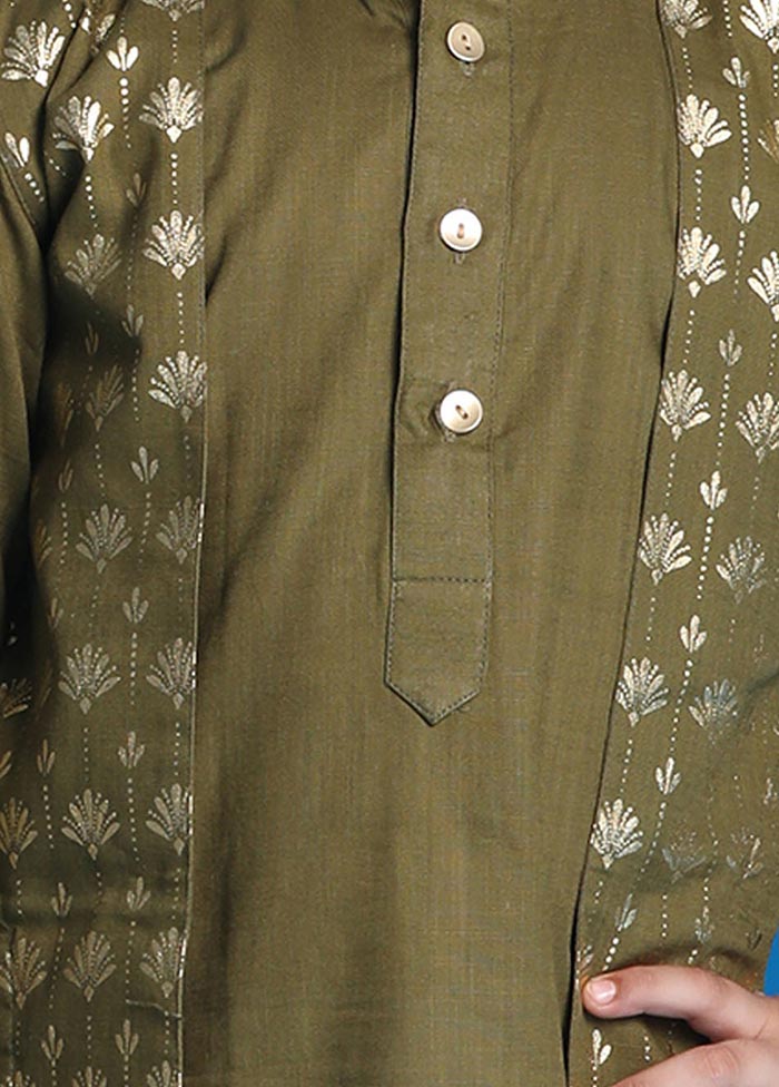 2 Pc Green Cotton Kurta Pajama Set - Indian Silk House Agencies