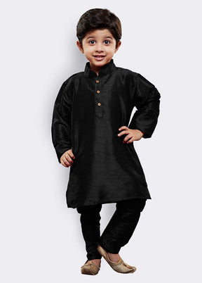 Black Festive Silk Kurta Pajama Set - Indian Silk House Agencies