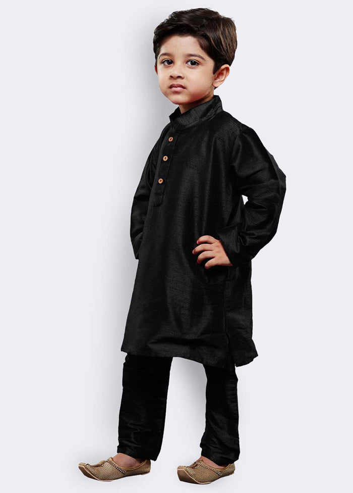 Black Festive Silk Kurta Pajama Set - Indian Silk House Agencies