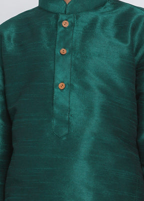 Green Festive Silk Kurta Pajama Set - Indian Silk House Agencies