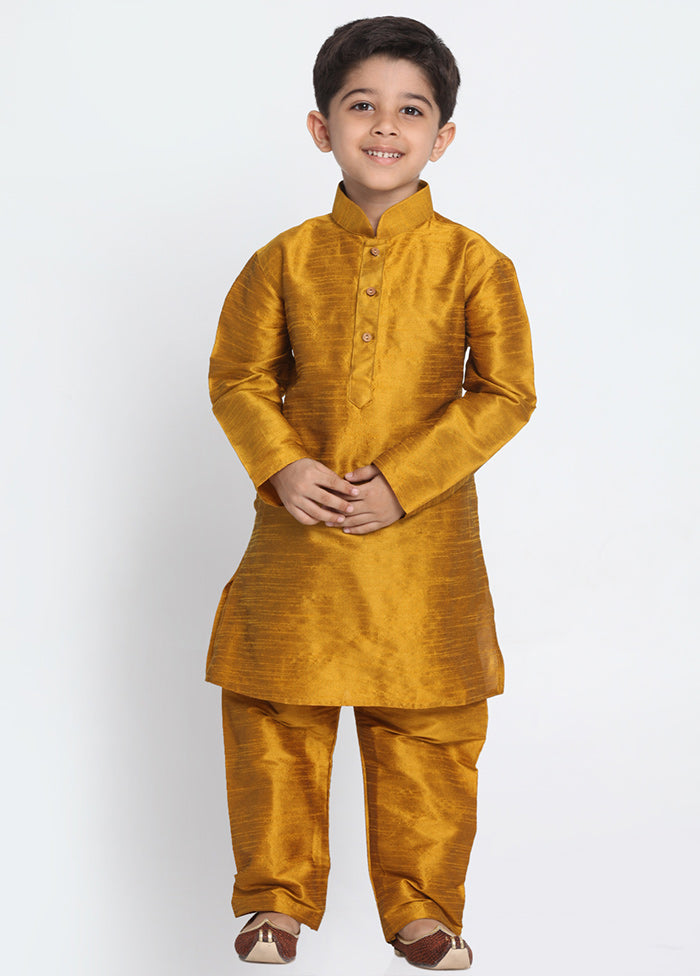 Yellow Festive Silk Kurta Pajama Set - Indian Silk House Agencies