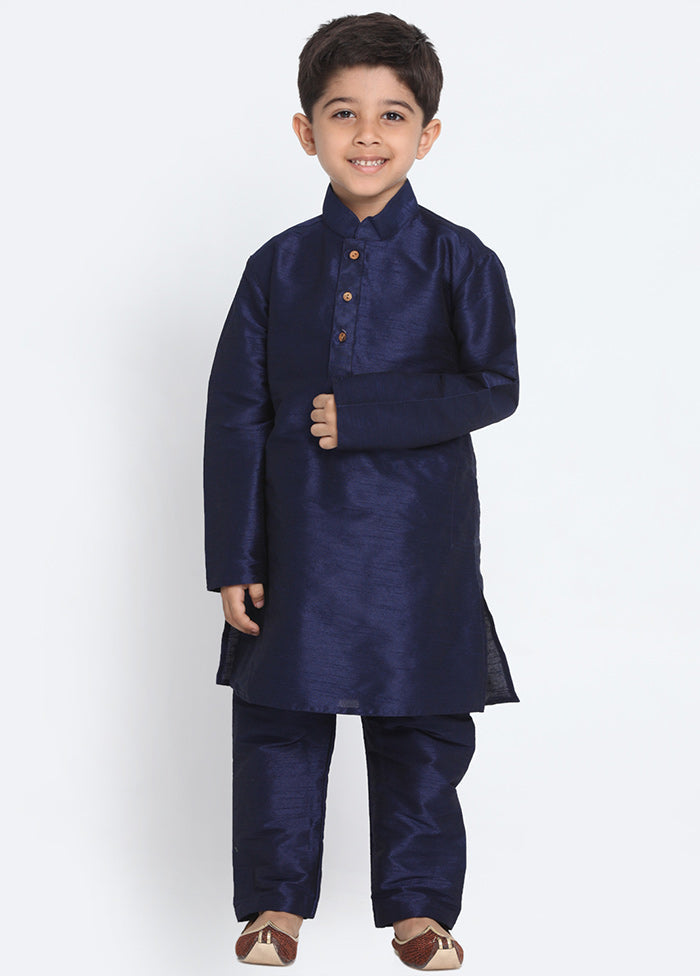 Dark Blue Festive Silk Kurta Pajama Set - Indian Silk House Agencies