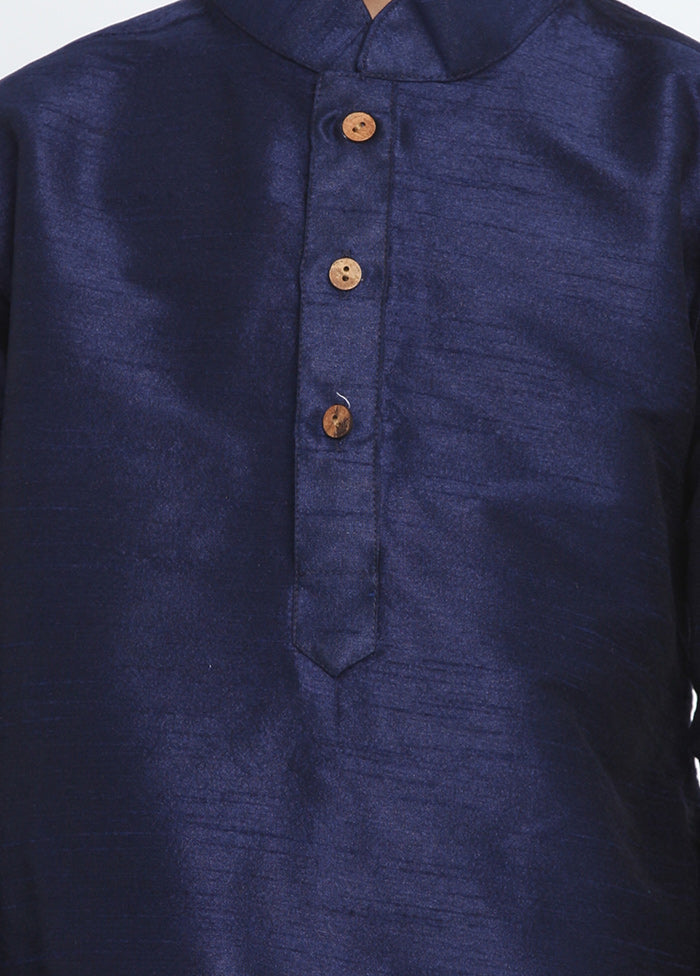 Dark Blue Festive Silk Kurta Pajama Set - Indian Silk House Agencies