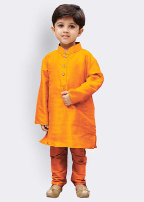 Orange Festive Silk Kurta Pajama Set - Indian Silk House Agencies