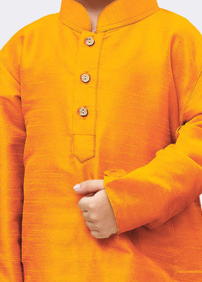 Orange Festive Silk Kurta Pajama Set - Indian Silk House Agencies