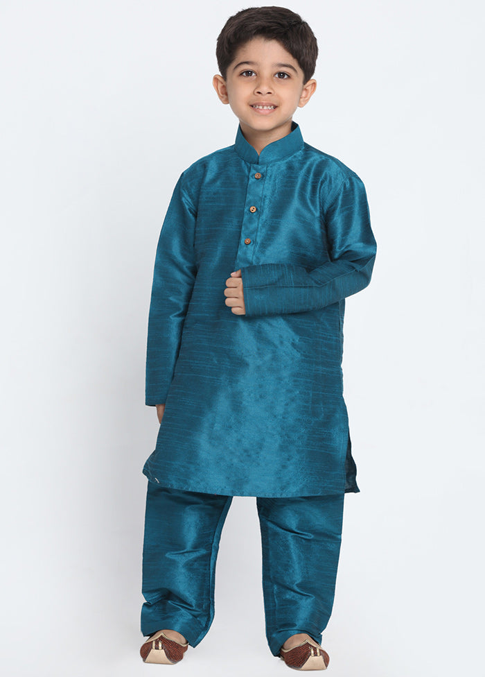 Blue Festive Silk Kurta Pajama Set - Indian Silk House Agencies