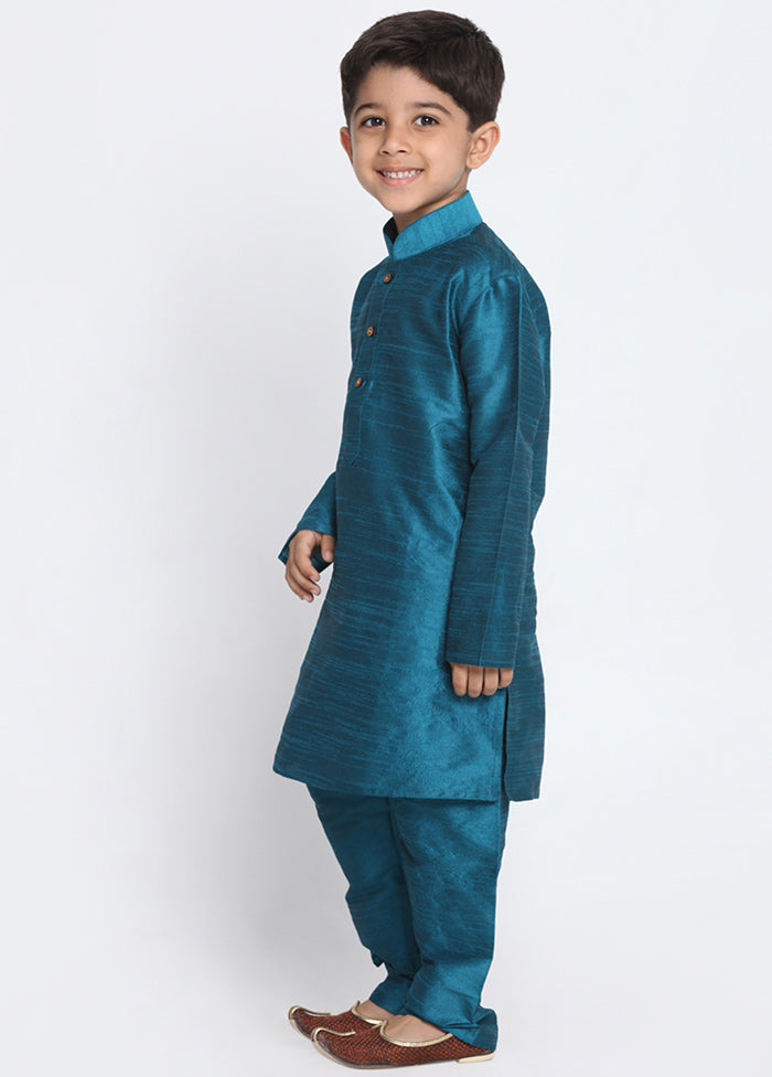 Blue Festive Silk Kurta Pajama Set - Indian Silk House Agencies