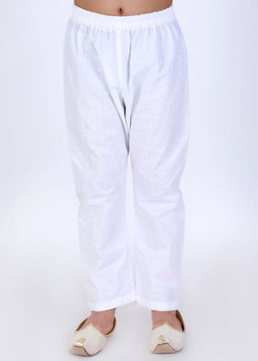 White Ready To Wear Silk Pant - Indian Silk House Agencies