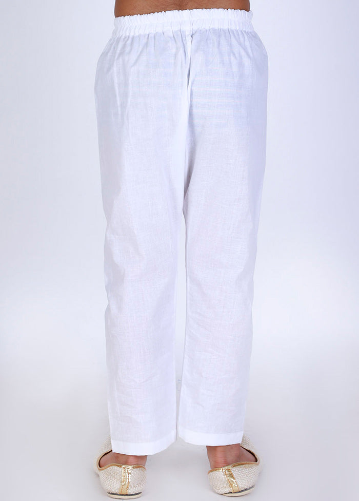 White Ready To Wear Silk Pant - Indian Silk House Agencies