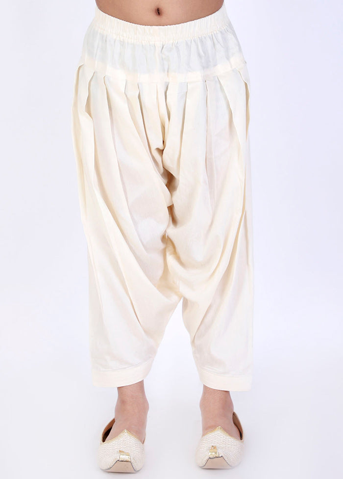 Cream Ready To Wear Silk Dhoti Pant - Indian Silk House Agencies