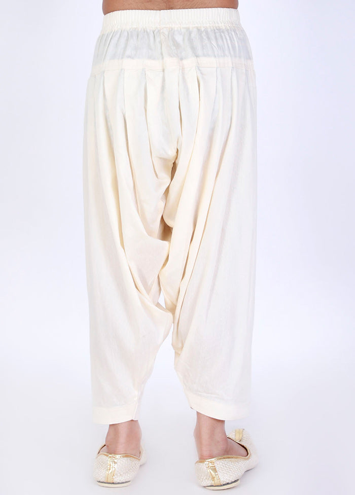 Cream Ready To Wear Silk Dhoti Pant - Indian Silk House Agencies