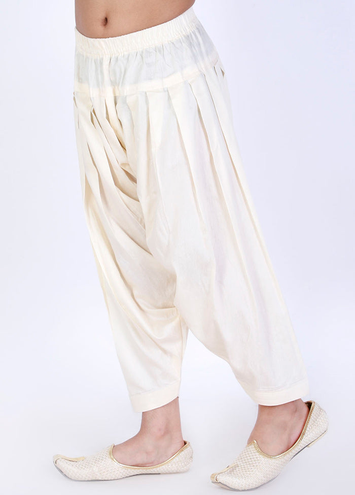 Cream Ready To Wear Silk Dhoti Pant - Indian Silk House Agencies