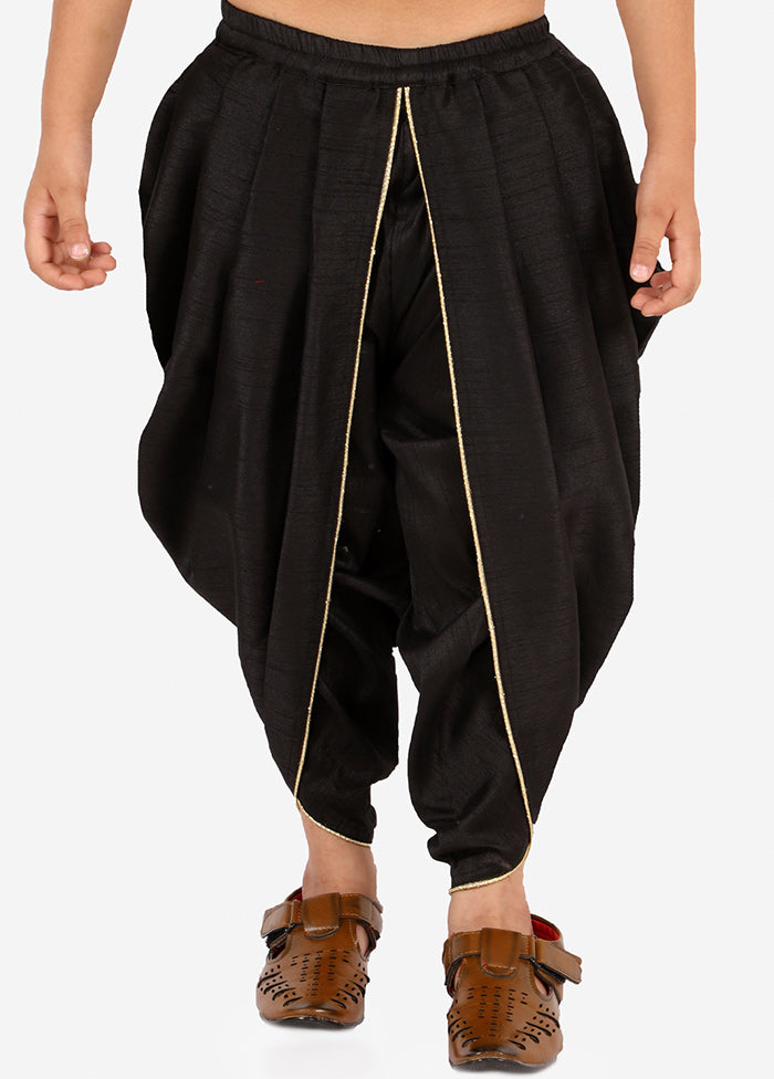 Black Ready To Wear Silk Dhoti Pant - Indian Silk House Agencies