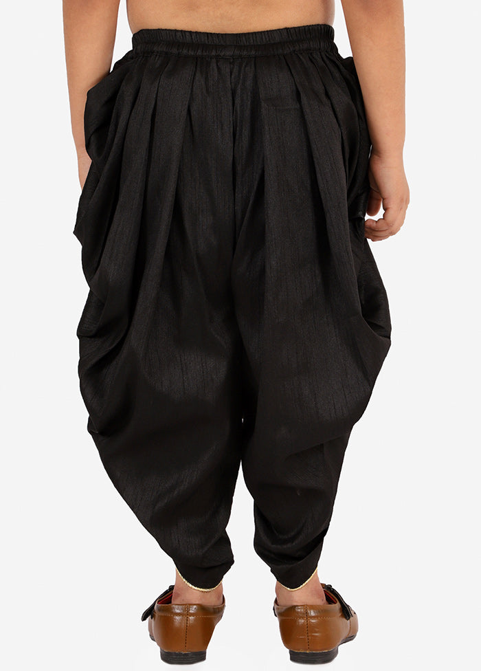 Black Ready To Wear Silk Dhoti Pant - Indian Silk House Agencies