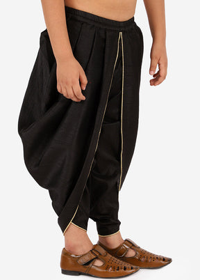 Black Ready To Wear Silk Dhoti Pant - Indian Silk House Agencies