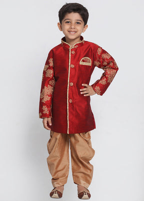 Maroon Festive Silk Kurta Pajama Set - Indian Silk House Agencies