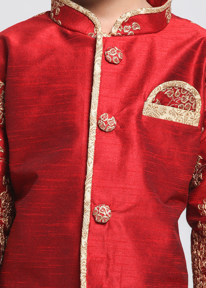 Maroon Festive Silk Kurta Pajama Set - Indian Silk House Agencies