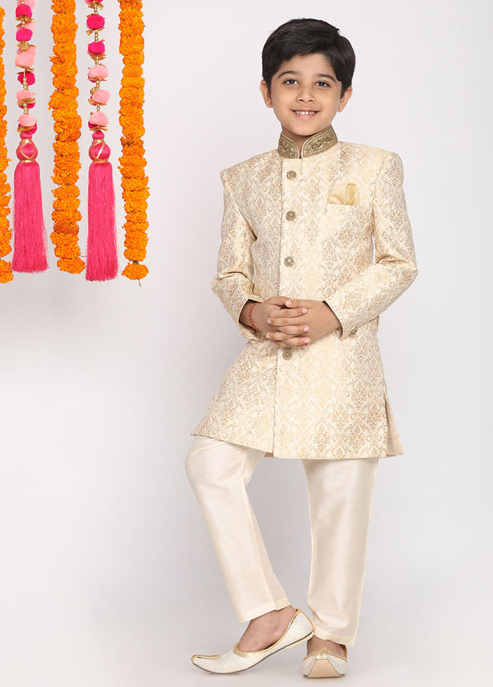 Gold Festive Silk Kurta Pajama Set - Indian Silk House Agencies