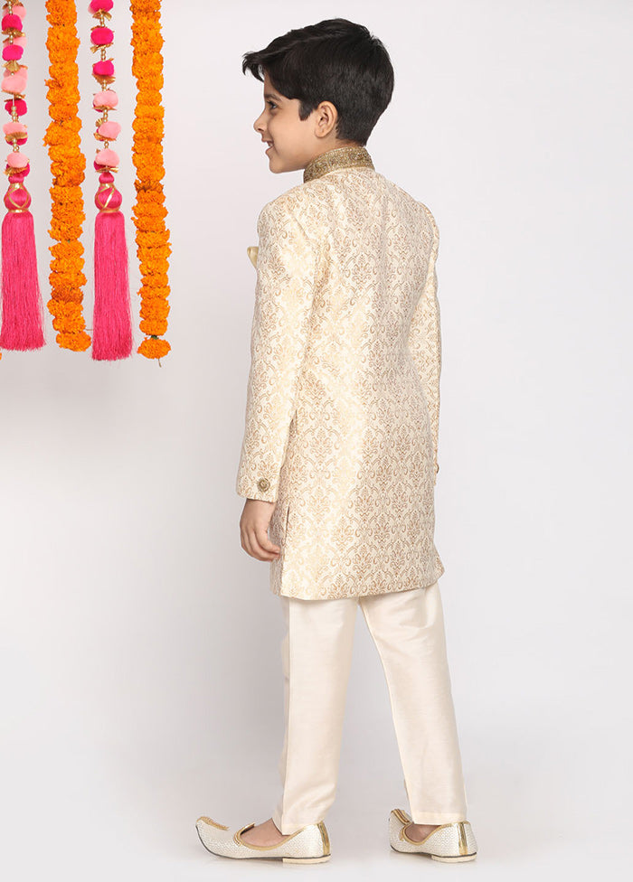 Gold Festive Silk Kurta Pajama Set - Indian Silk House Agencies