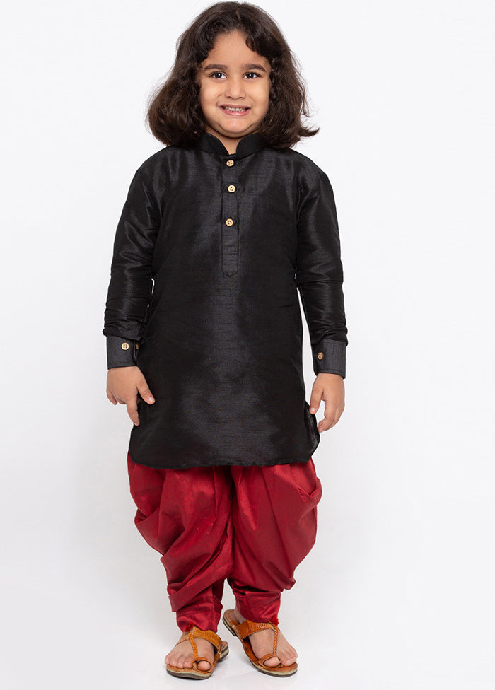 Black Festive Silk Kurta Pajama Set - Indian Silk House Agencies