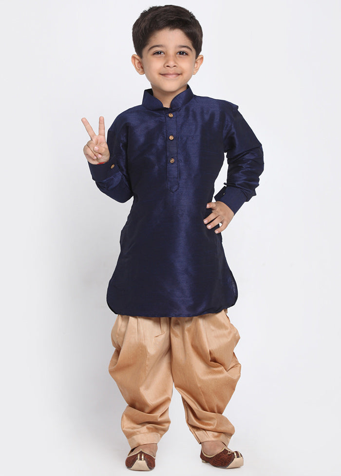 Dark Blue Festive Silk Kurta Pajama Set - Indian Silk House Agencies