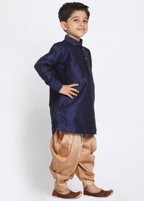 Dark Blue Festive Silk Kurta Pajama Set - Indian Silk House Agencies