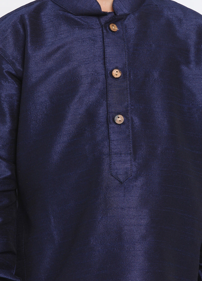 Dark Blue Festive Silk Kurta Pajama Set - Indian Silk House Agencies