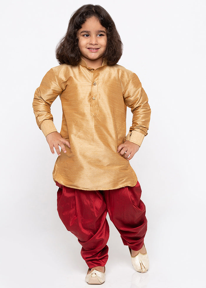 Gold Festive Silk Kurta Pajama Set - Indian Silk House Agencies