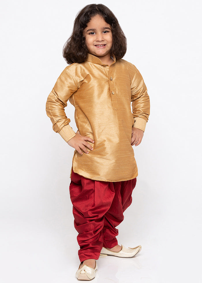 Gold Festive Silk Kurta Pajama Set - Indian Silk House Agencies